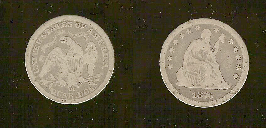 USA 1/4 dollar \"seated liberty\" 1876CC F